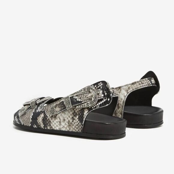 THE KOOPLES SNAKE PRINT BUCKLE LEATHER SLIDE SANDAL NIB 36 - Picture 4 of 12